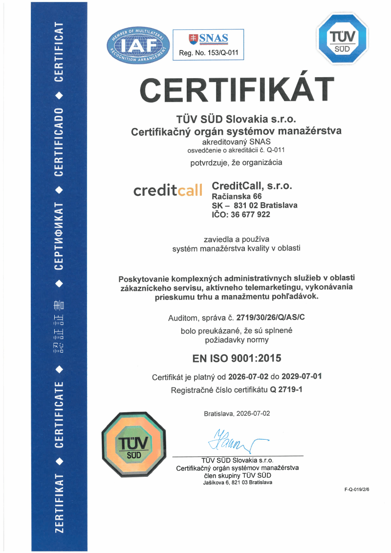 ISO 9001: Quality management system (TÜV SÜD)
